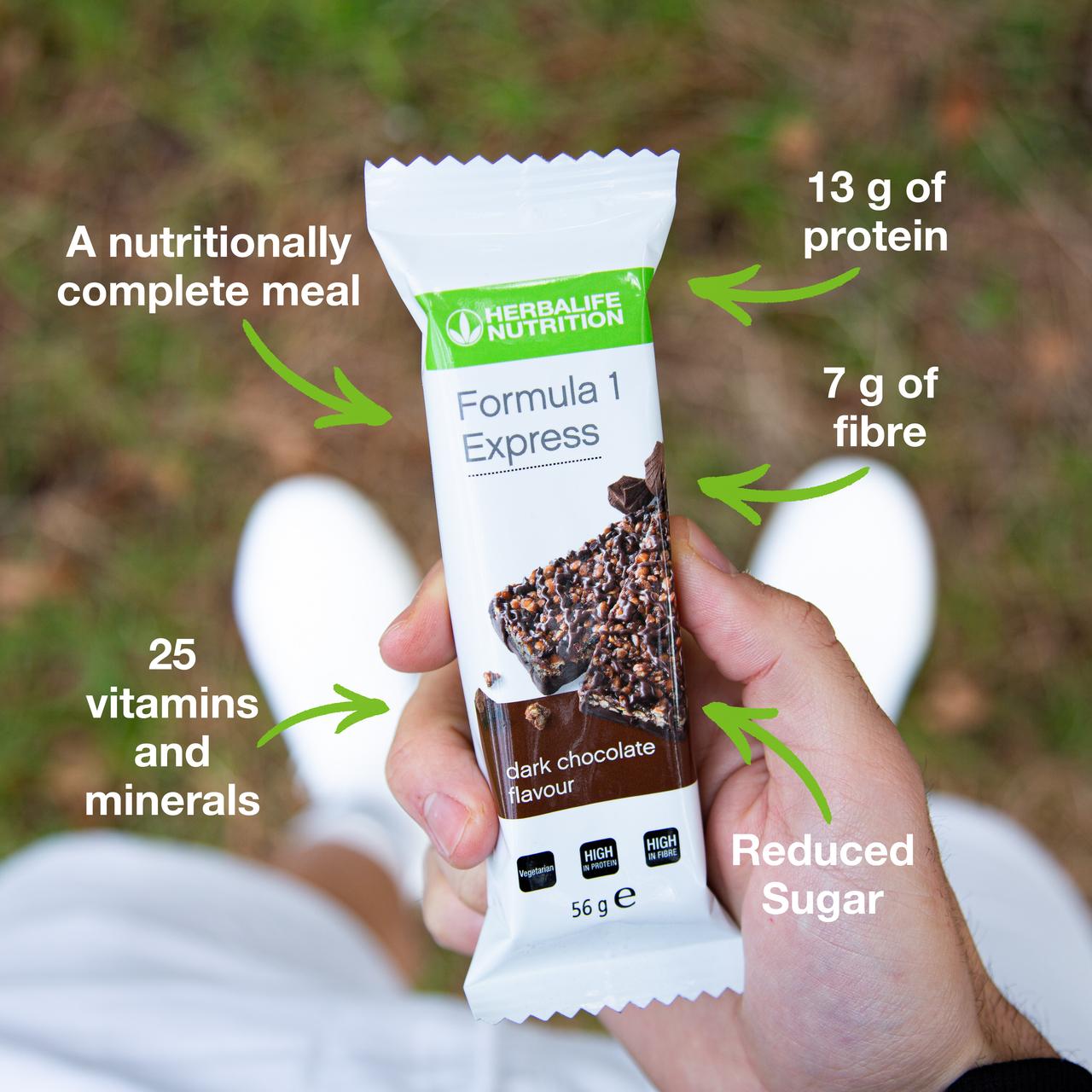 NEW - Herbalife Express Protein Bar Dark Chocolate (7 bars per box)